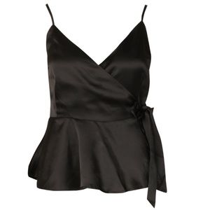 Boohoo Satin Wrap Peplum Camisole